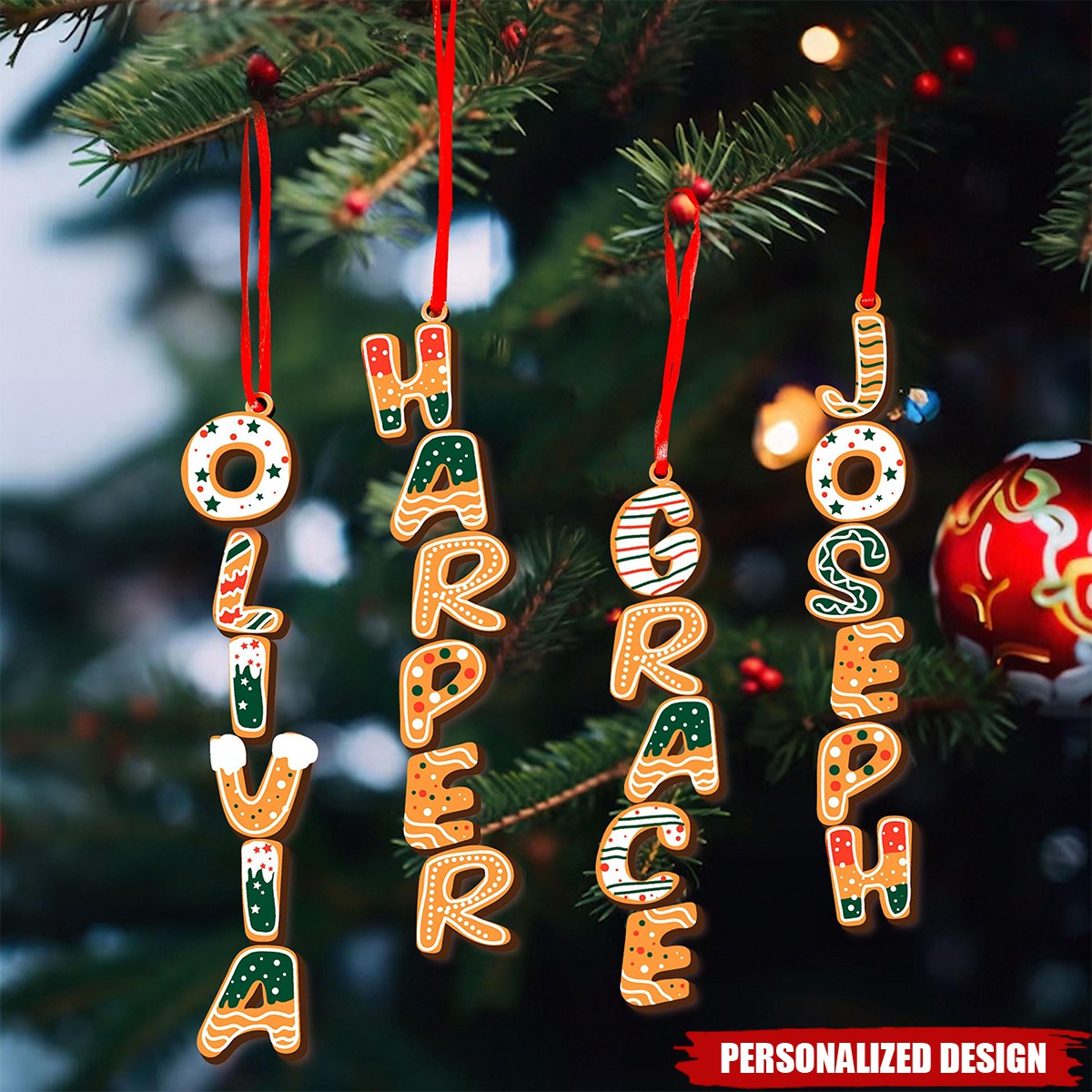 Personalized Gingerbread Letter Ornament Gift For Family