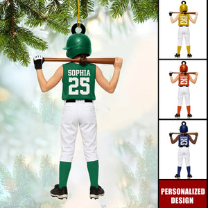 Personalized Kid Softball Player Ornament Gift for Softball Player