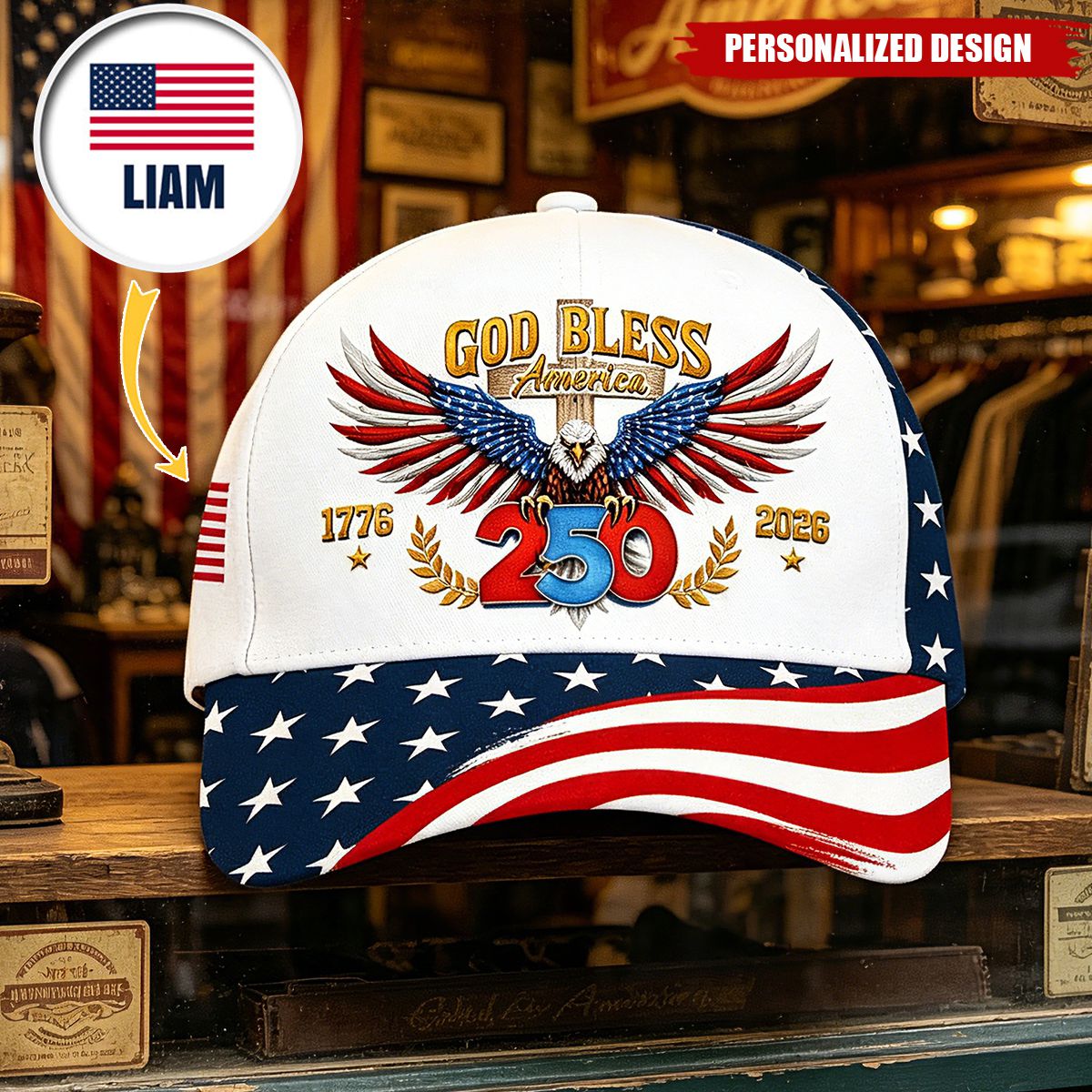 Personalized US Eagle 250 Years Of Freedom 1776 - 2026 Classic Cap