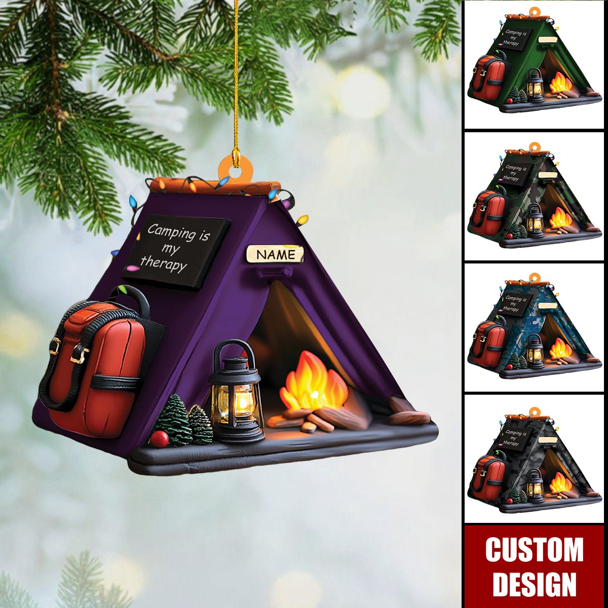 Personalized Camping Ornament Gift for Camping Lover