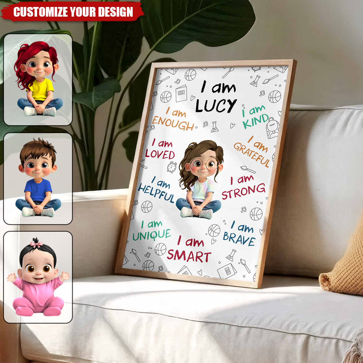 I Am Enough, Loved, Helpful, Unique, Smart,Vertical Poster,Gift For Kids