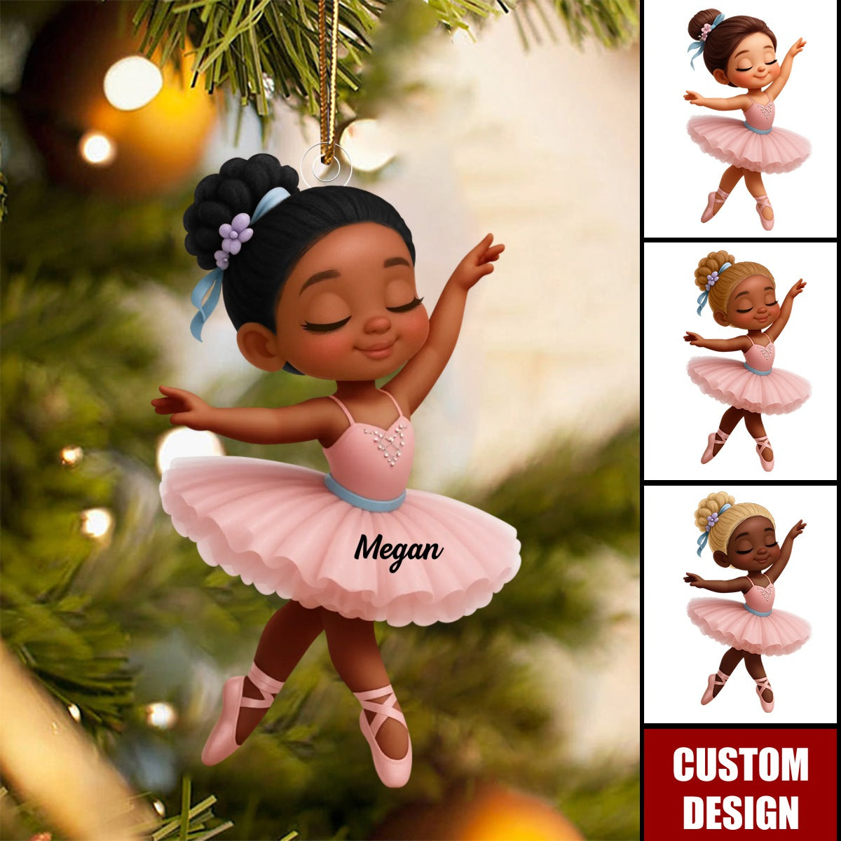 Personalized Little Girl Balletina Dance Christmas Ornament