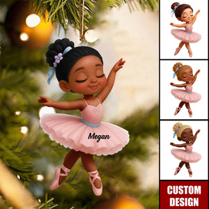 Personalized Little Girl Balletina Dance Christmas Ornament