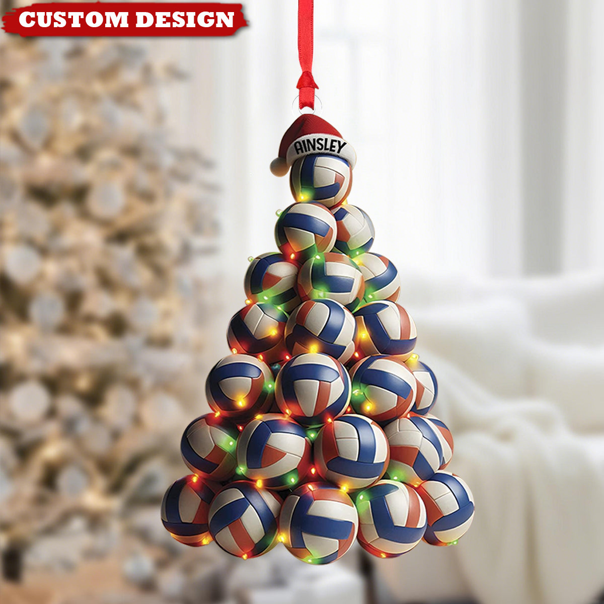 Personalized Volleyball Tree Ornament – Custom Sports Xmas Gift