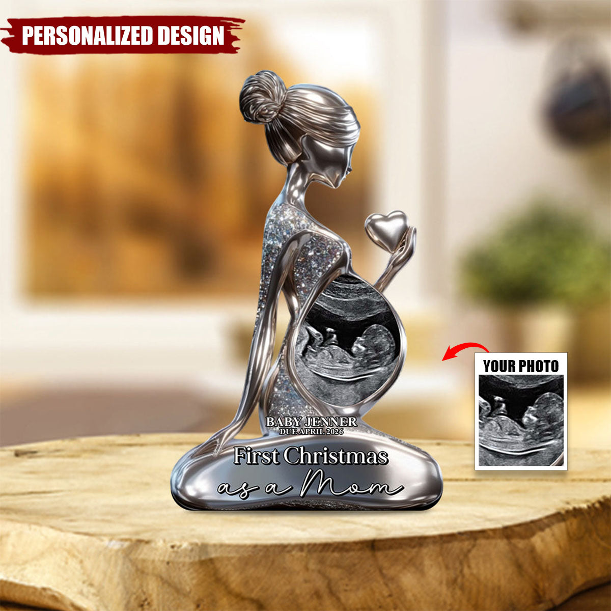 Pregnant Mom Baby Bump's First - Personalized Pregnancy Custom Shaped Acrylic Plaque