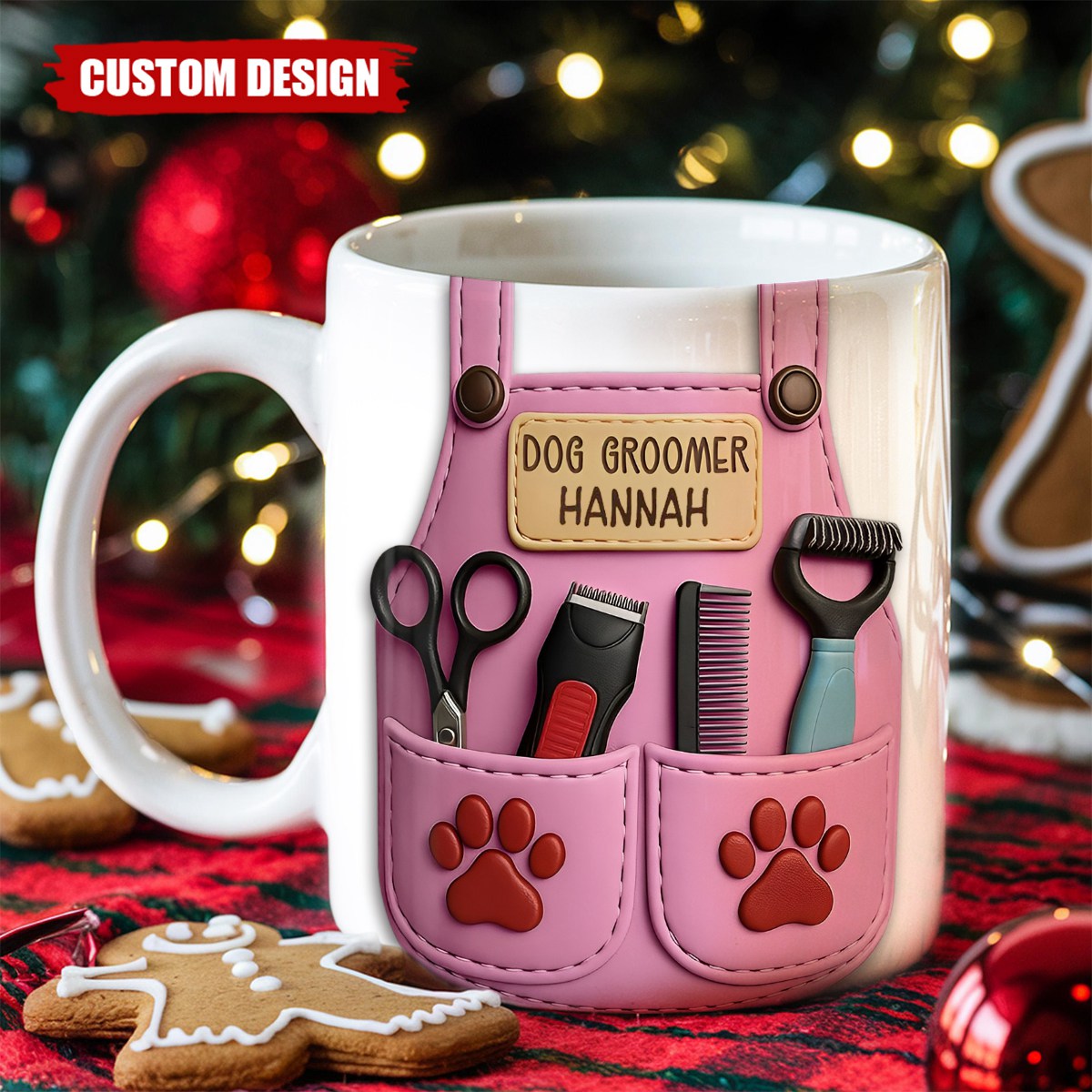 Celebrate Your Favorite Dog Groomer, Scissors And Paw Prints Mug, Gift For Pet Care Professionals And Dog Lovers