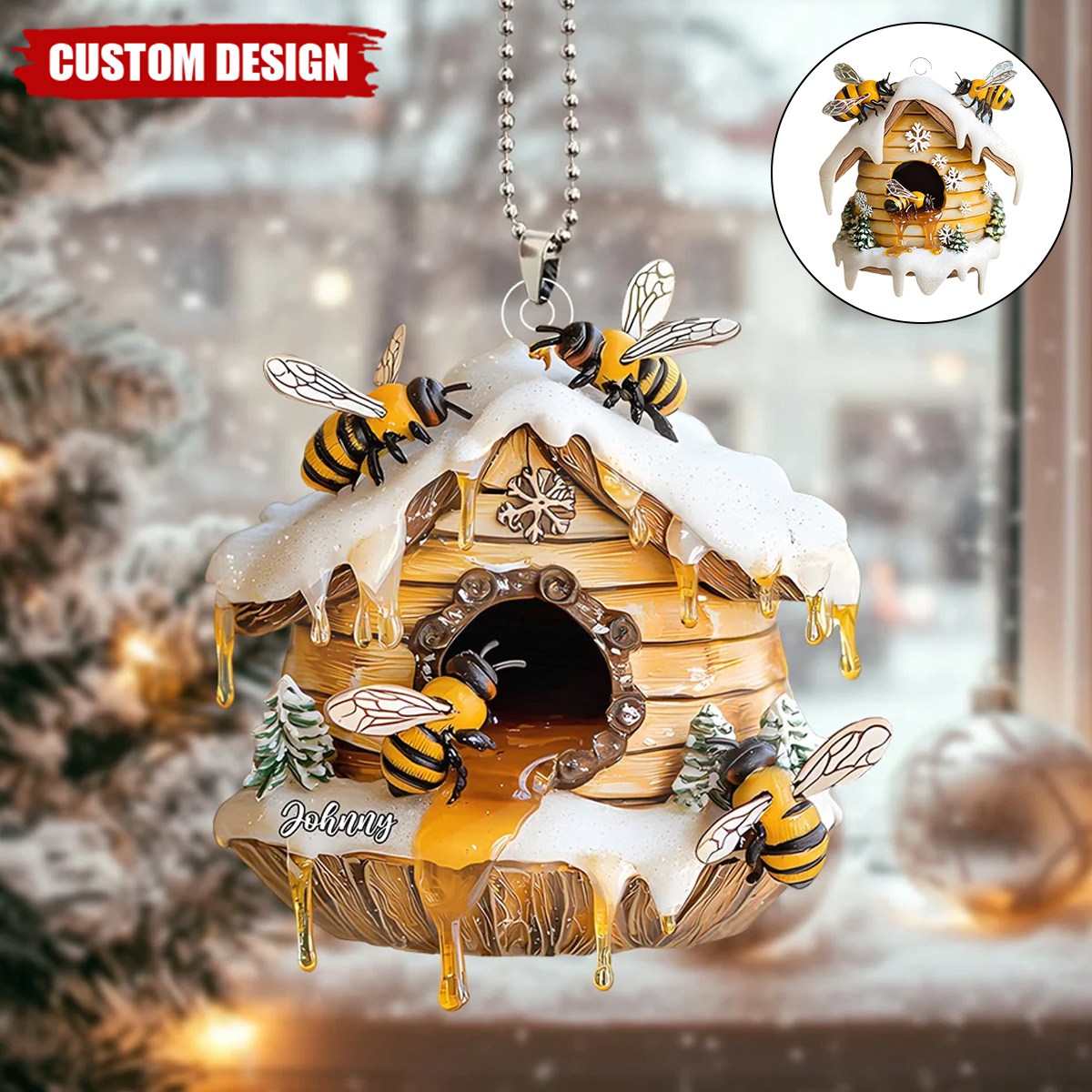 Bee Merry Personalized Name Shaped Ornament, Perfect Gift For Bee Keepers