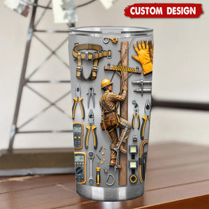 Strength Of The Line - Personalized Lineman Tumbler