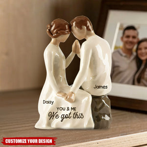 Couple Sitting Side By Side - Personalized Acrylic Block Plaque - Valentine's Day, Anniversary Gift For Him, Gift For Her