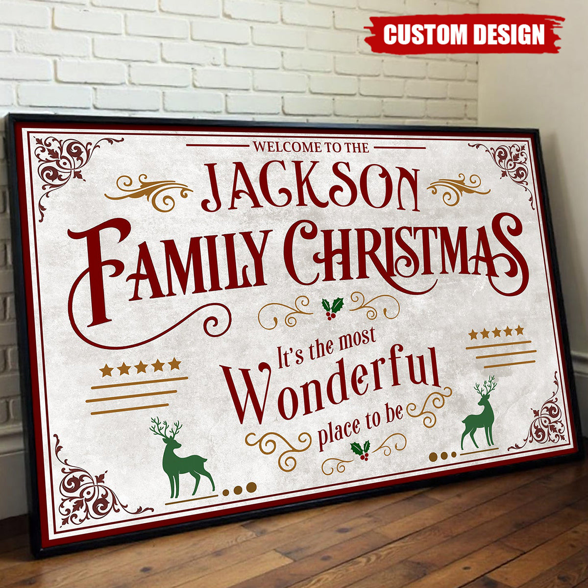 Welcome To The Family Christmas, Wonderful Place To Be, Horizontal Poster, Gift For Home Owners and Families