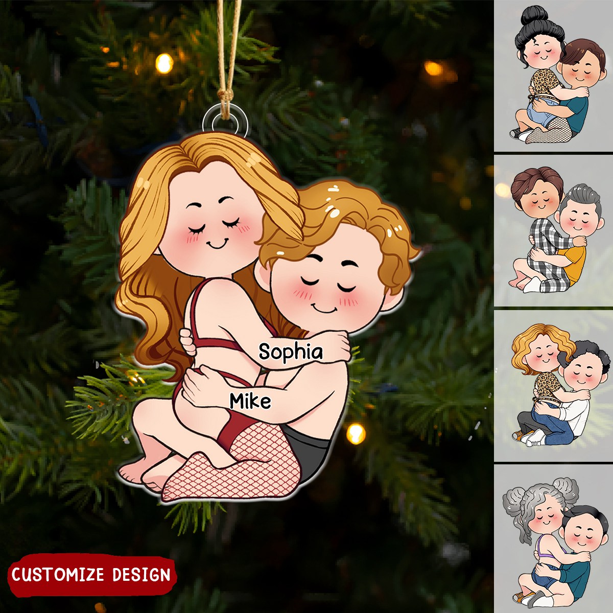 2024 New Release - Personalized Funny Couple Doll Acrylic Christmas Ornament - Gift For Husband Wife, Anniversary