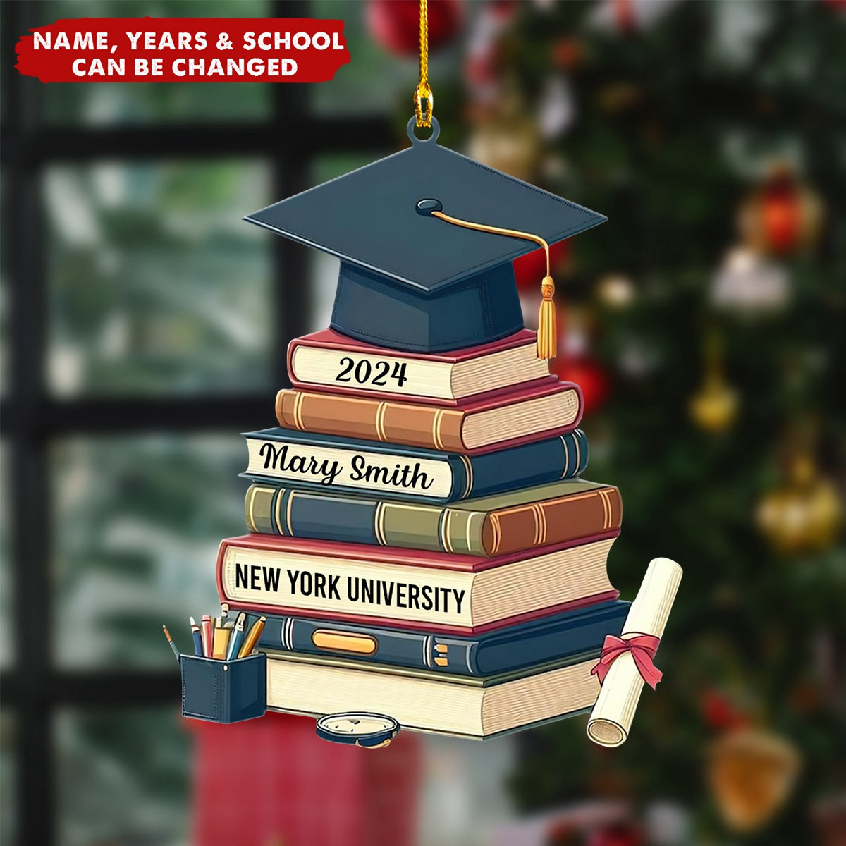 Personalized Christmas Graduation Ornaments Class of 2024 - Graduation Gifts for Her, Him
