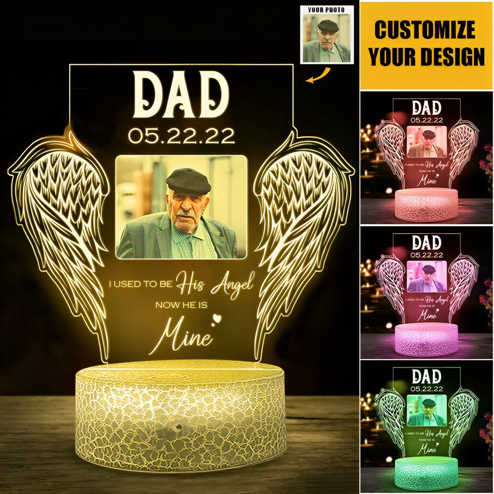My Angel Night Light Personalized Photo Memorial Gift For Loss Of Dad