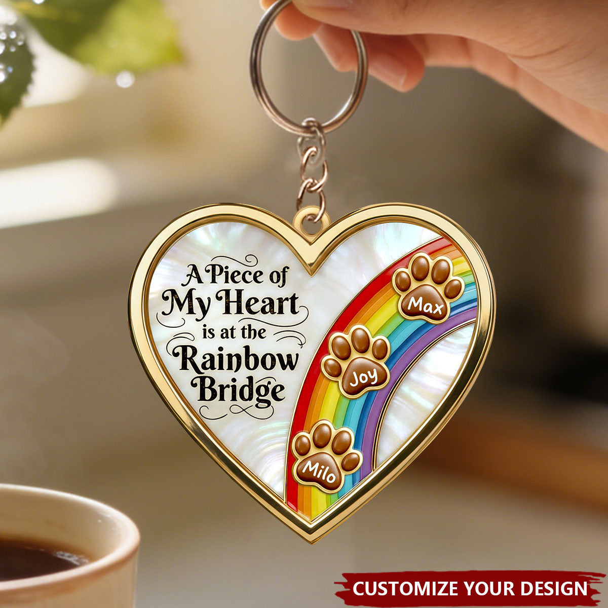 A Piece Of My Heart Is At The Rainbow Bridge - Personalized Acrylic Keychain