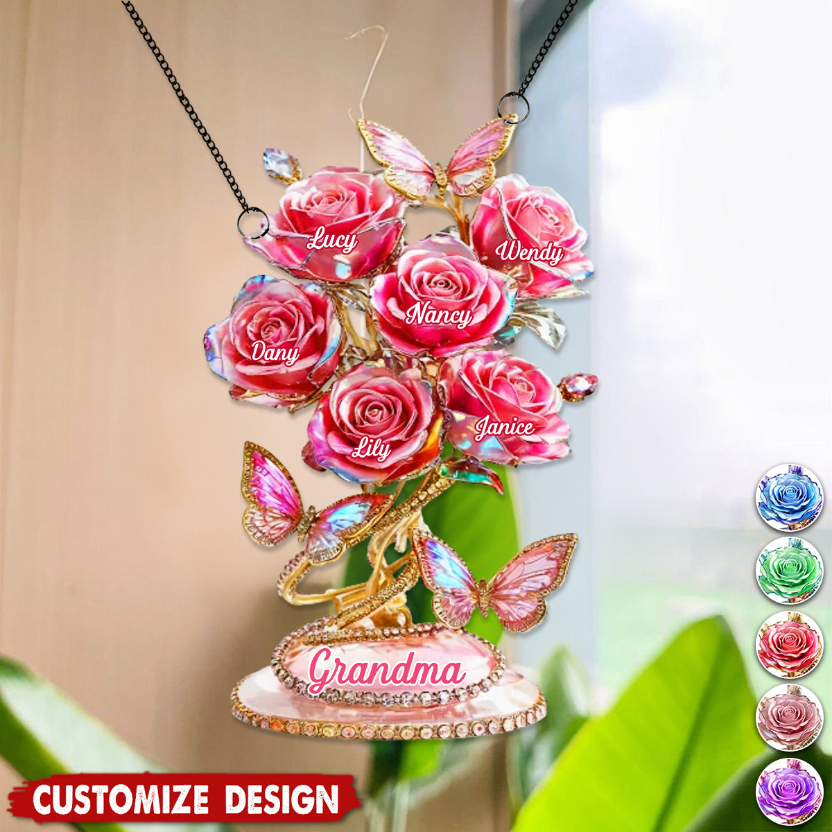 Each Rose Holds A Piece Of Your Heart - Personalized Suncatcher - Mother's Day