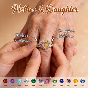 Personalized Mother Daughter Birthstone Ring-Mother's Day Gifts
