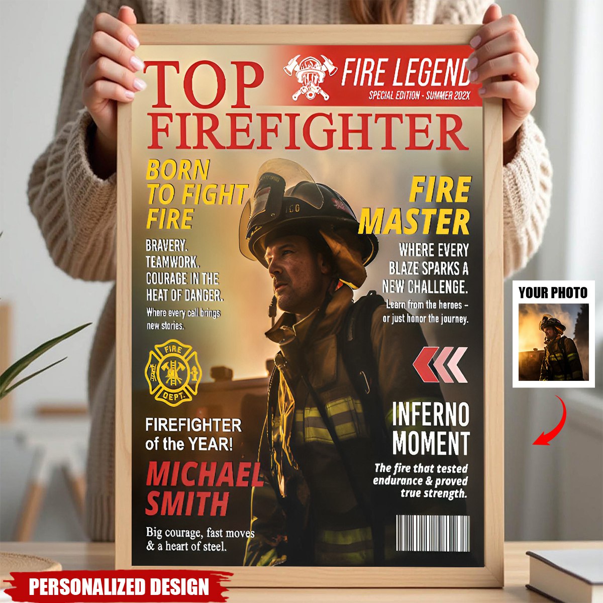 Personalized Firefighter Magazine Poster-Fireman Retirement Gift