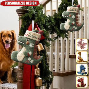 Dinomas-Personalized Kid Shaped Christmas Stocking