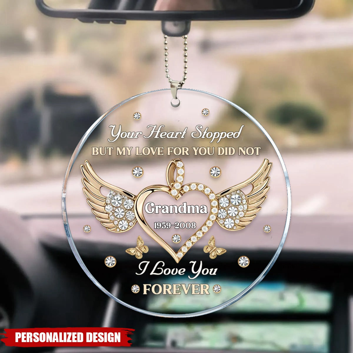 My Love For You Never Stops-Personalized Car Ornament
