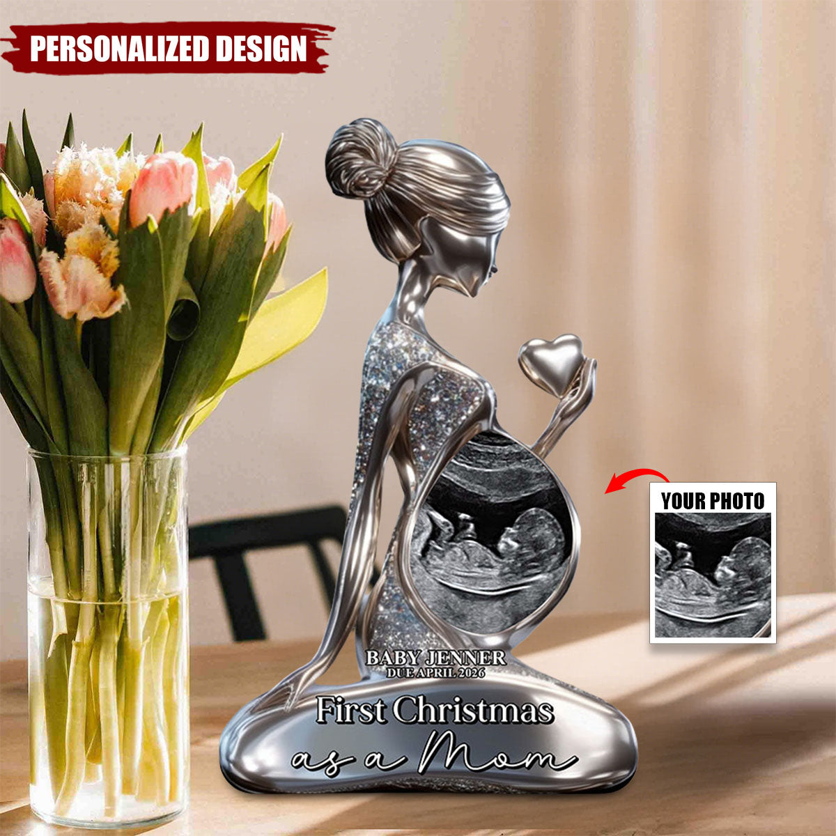 Pregnant Mom Baby Bump's First - Personalized Pregnancy Custom Shaped Acrylic Plaque