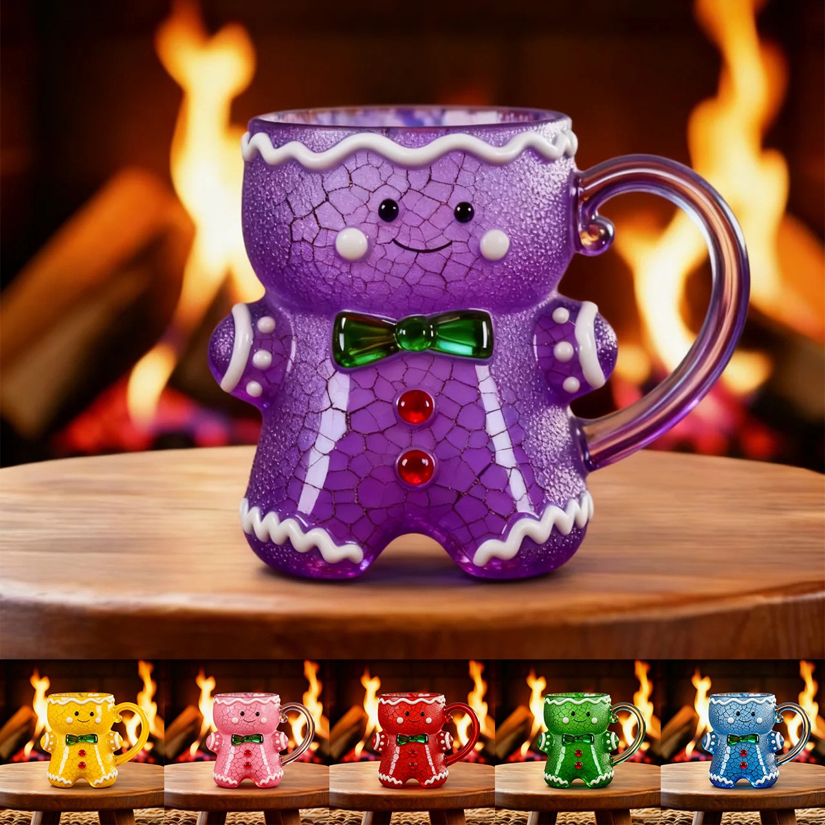 Gingerbread Man Colored Glass Cup