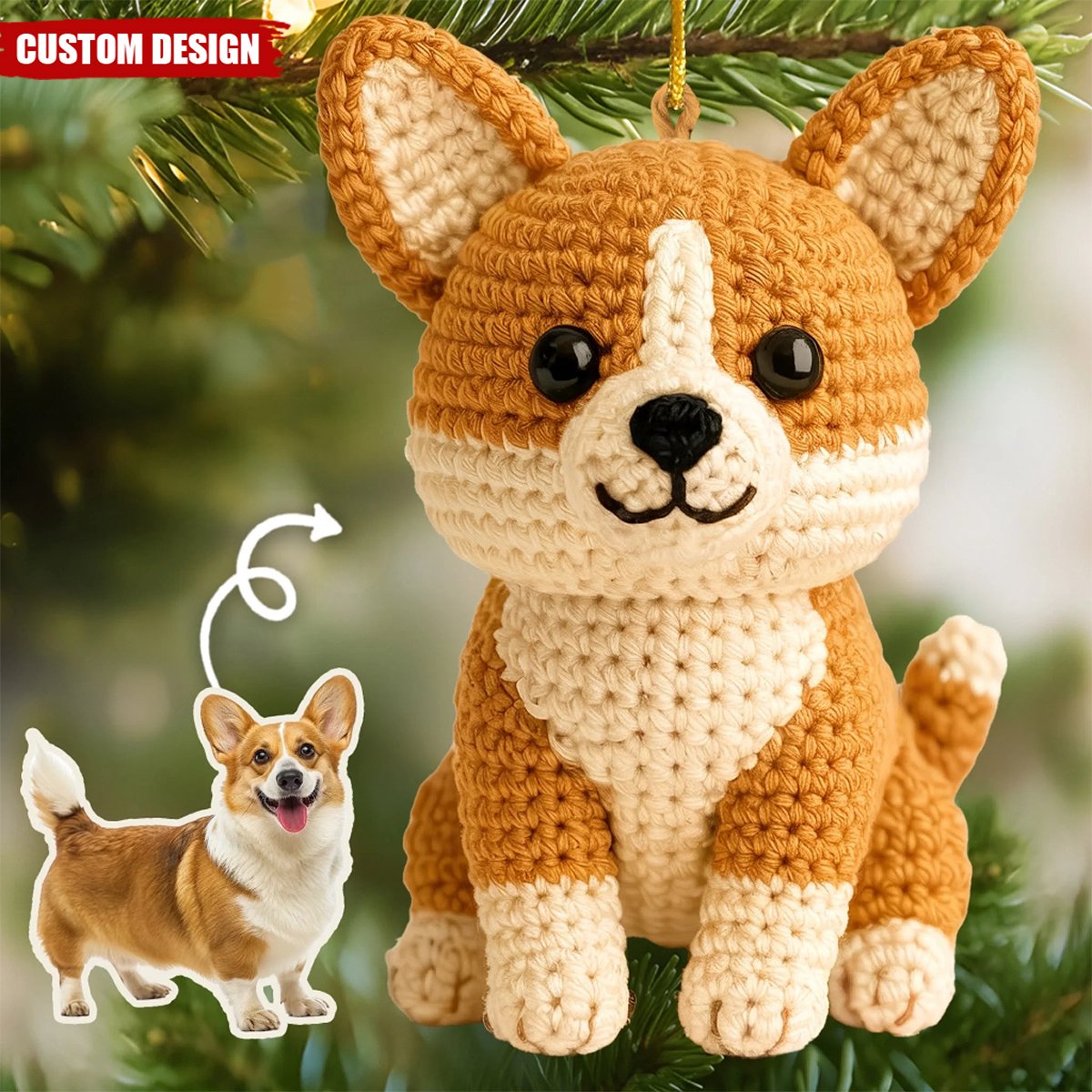 Custom Photo Crochet Ornament - Personalized Christmas Birthday Gifts For Dog Cat Lovers, Dog Dad And Mom, Cat Owners - Little Loaf Of Happiness