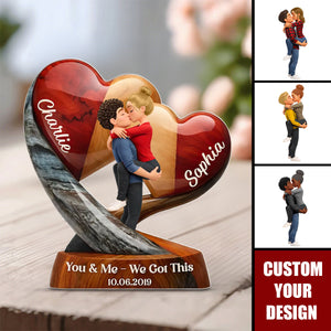 Couple Heart You & Me We Got This - Personalized Acrylic Block Plaque - Anniversary, Valentine's Day Gift