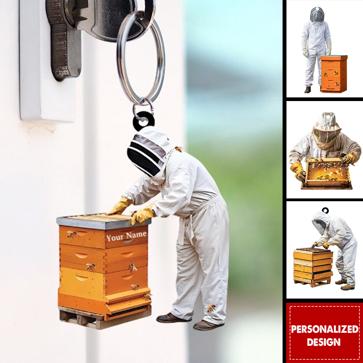 Personalized Beekeeper Christmas Keychain-Gift For Honeybee Keeper