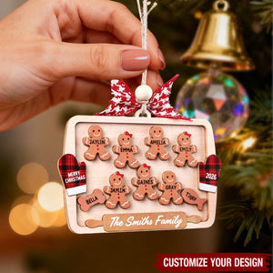 Personalized Family Gingerbread 2 Layered Wooden Christmas Ornament 2026