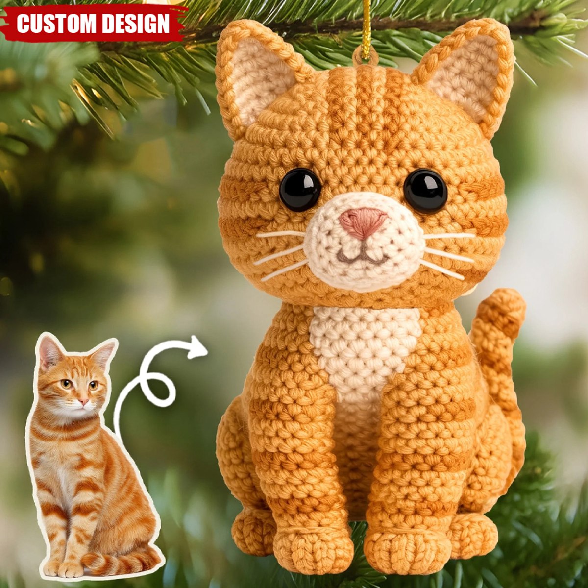 Custom Photo Crochet Ornament - Personalized Christmas Birthday Gifts For Dog Cat Lovers, Dog Dad And Mom, Cat Owners - Little Loaf Of Happiness