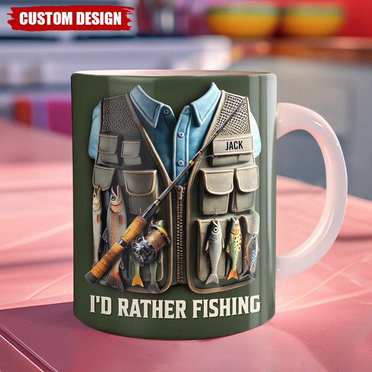 I'd Rather Be Fishing - Personalized Mug, Gift For Fishing Enthusiasts