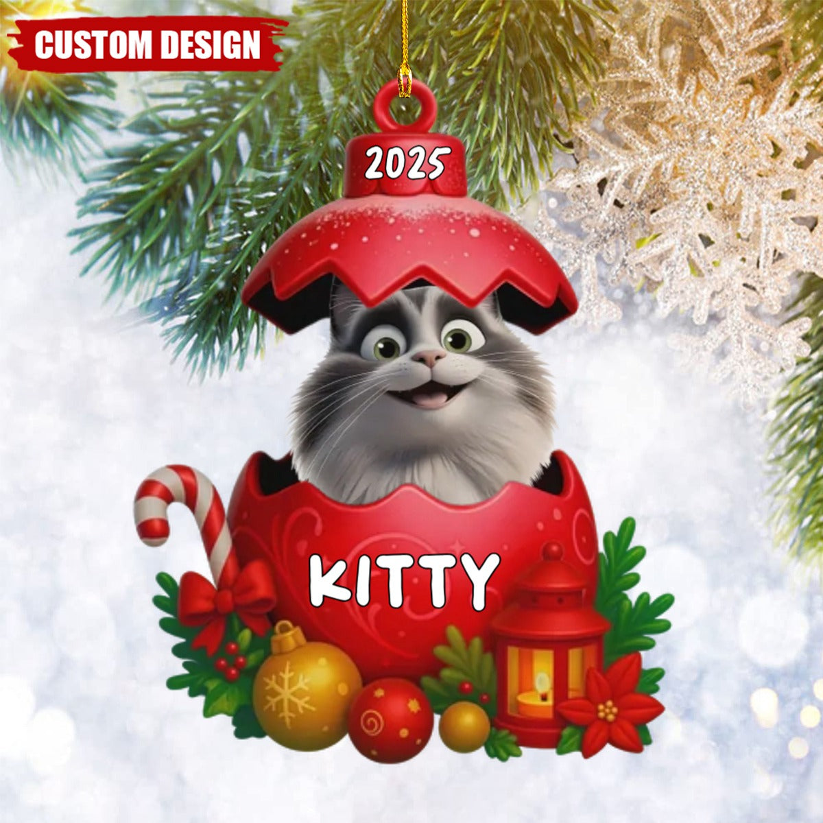 Custom Acrylic Ornament - Personalized Christmas Birthday Gifts For Cat Lovers, Cat Owners