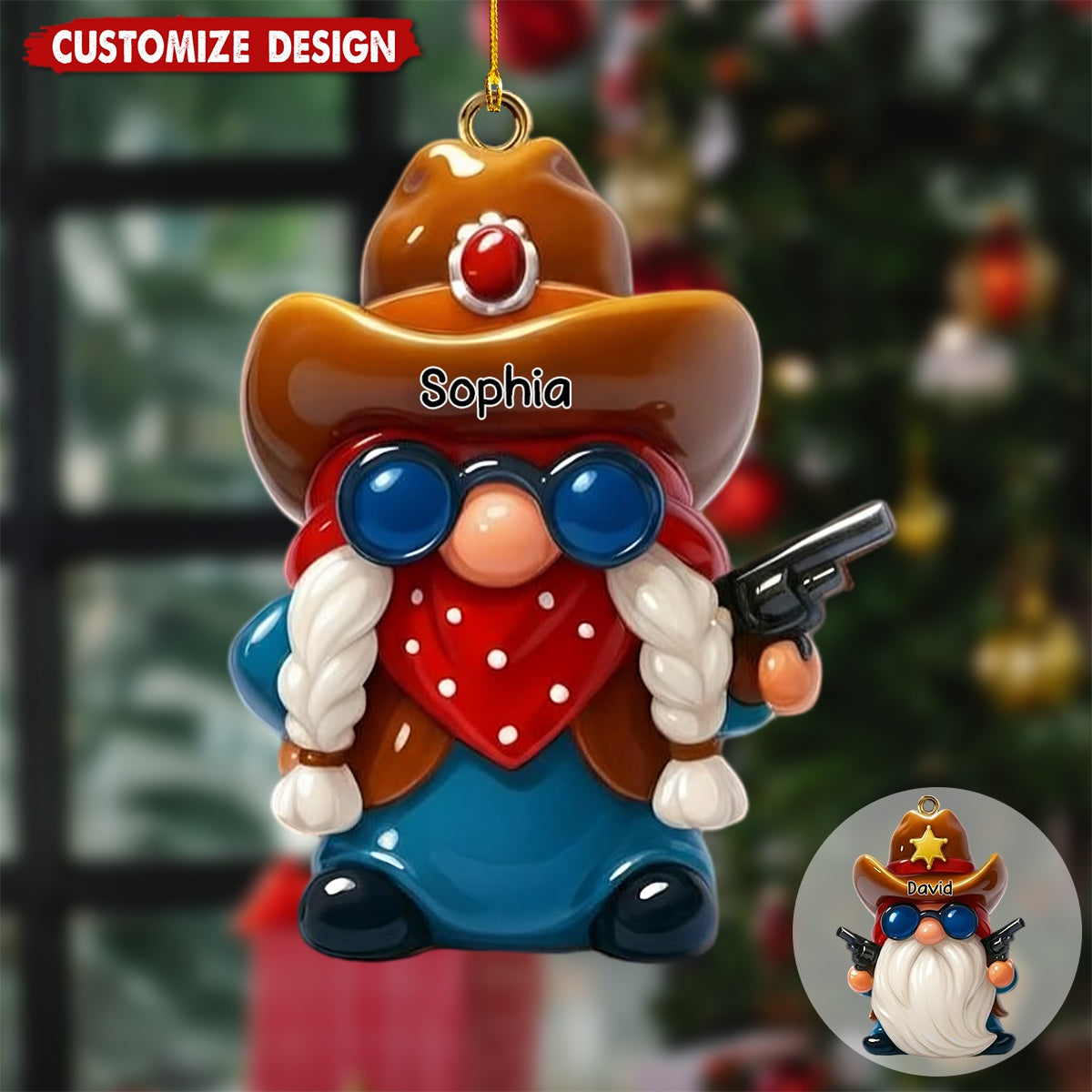 Personalized Cowboy Couple Ornament Gift for Couples