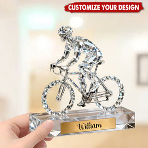 Personalized Bicycle Crystal Custom Shaped Acrylic Plaque - Gift for Cycling Enthusiast And Cyclist