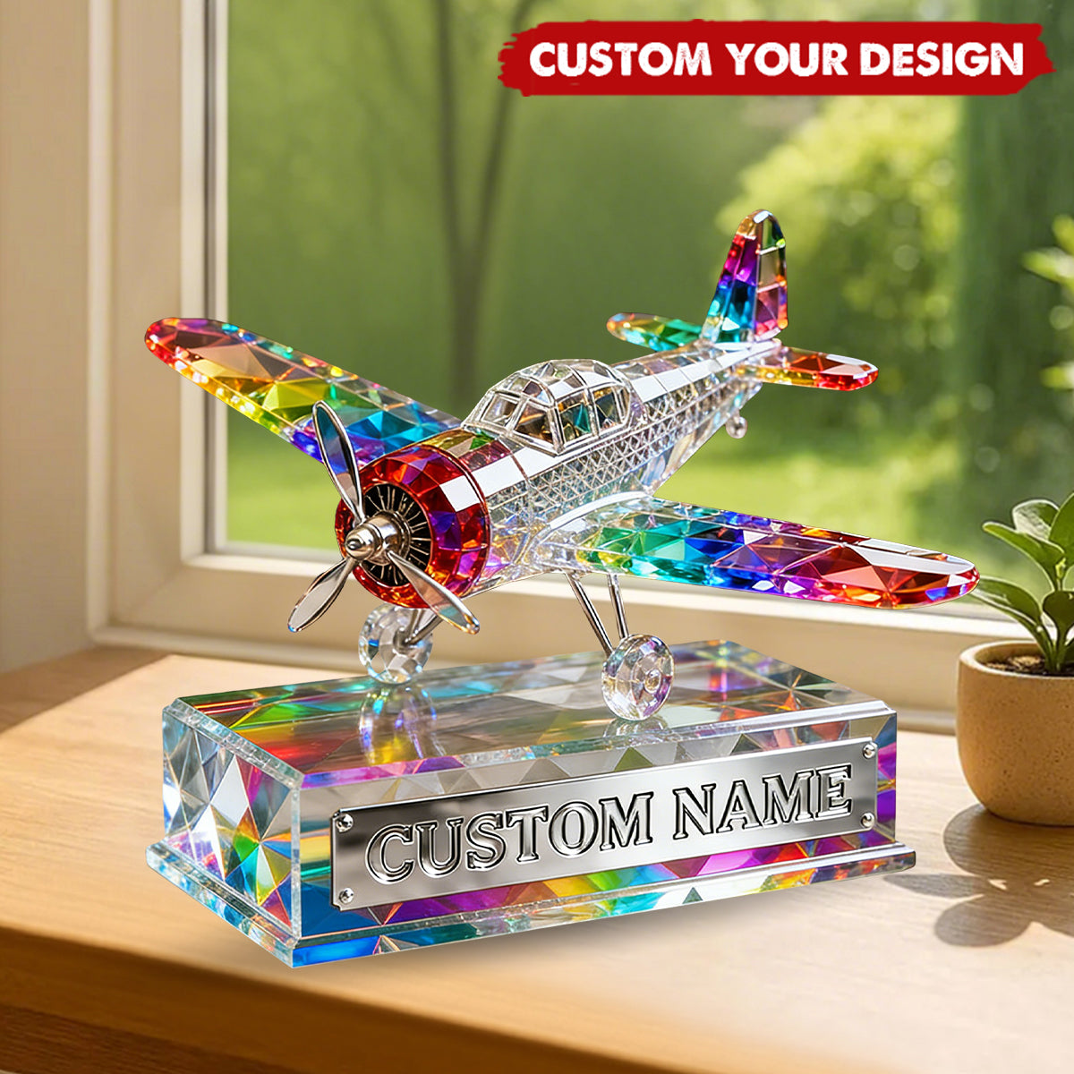 Personalized Airplane Custom Shaped Acrylic Plaque - Gift for Travelers, Aviators & Helicopter Lovers