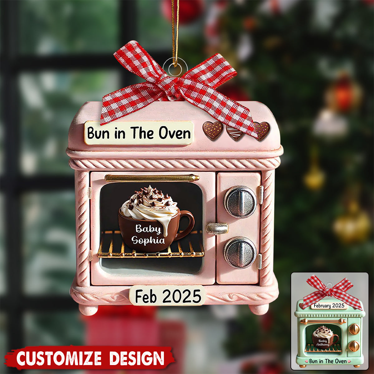 Bun In Oven Christmas Ornament: Pregnancy Announcement, New Mom Gift