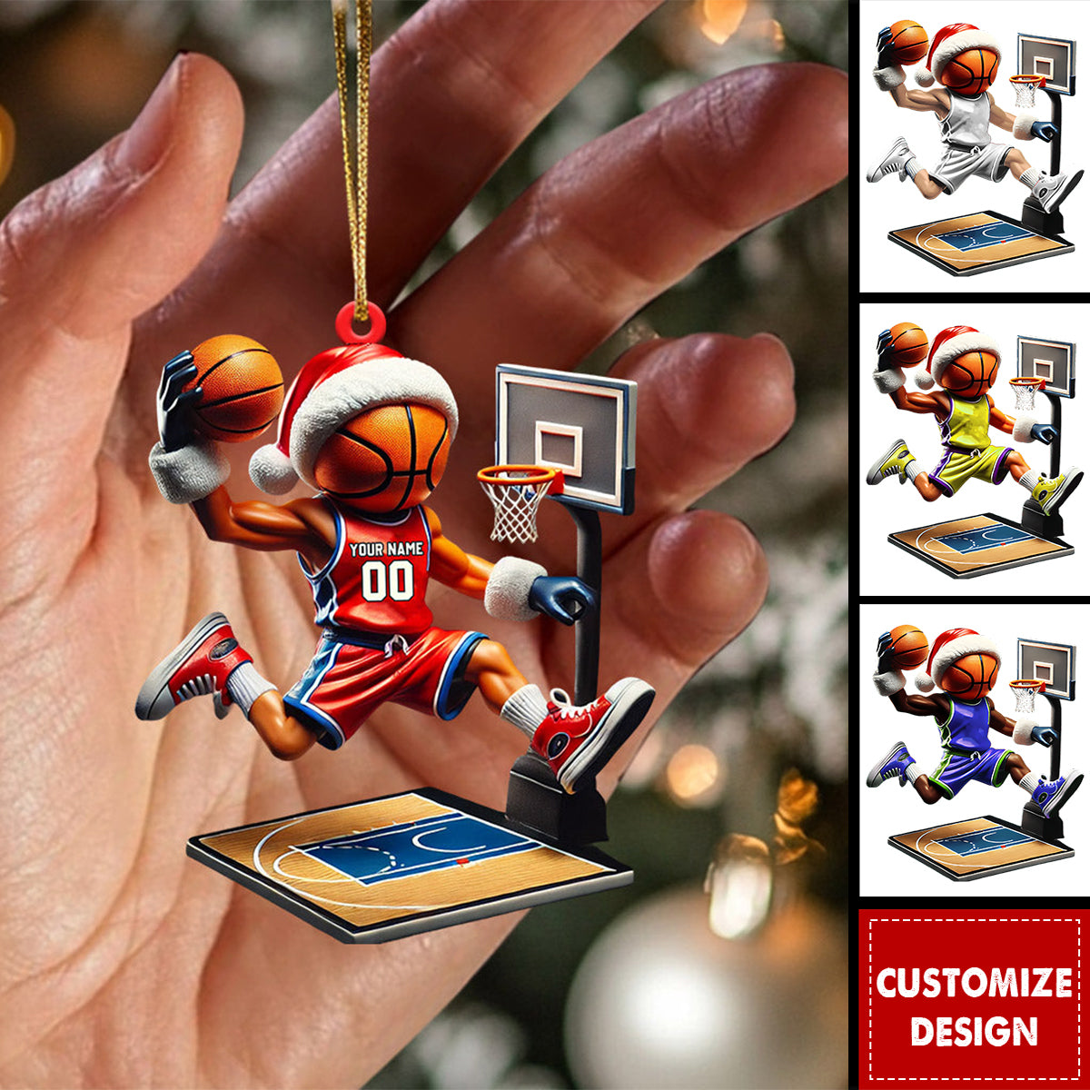 Basketball Player Christmas Ornament, Personalized Ornament