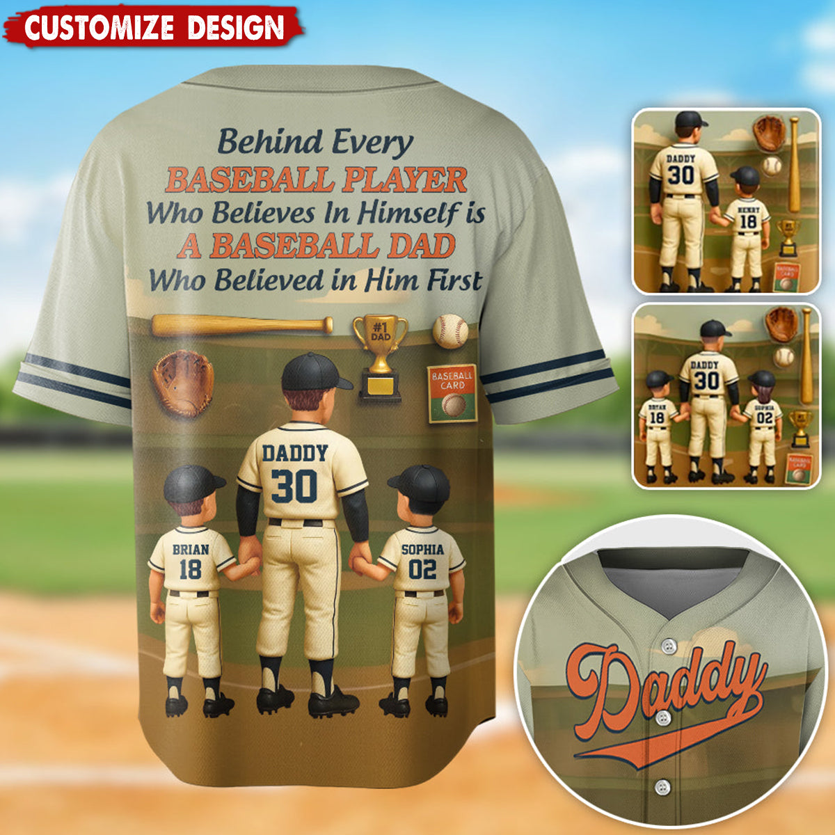 Baseball Dad - Personalized Baseball Baseball Jersey