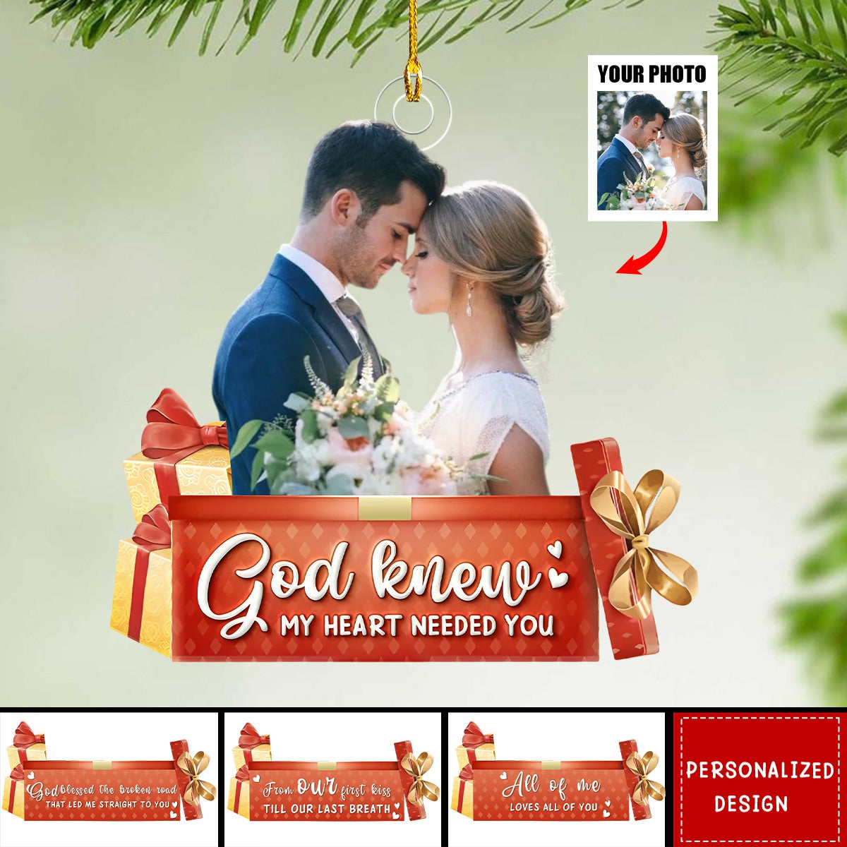 2024 New Release God Knew My Heart Needed You-Personalized Ornament-Christmas, Anniversary Gift For Couple, Wedding Couple