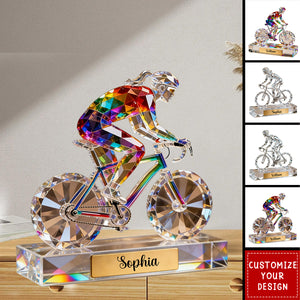 Personalized Bicycle Crystal Custom Shaped Acrylic Plaque - Gift for Cycling Enthusiast And Cyclist