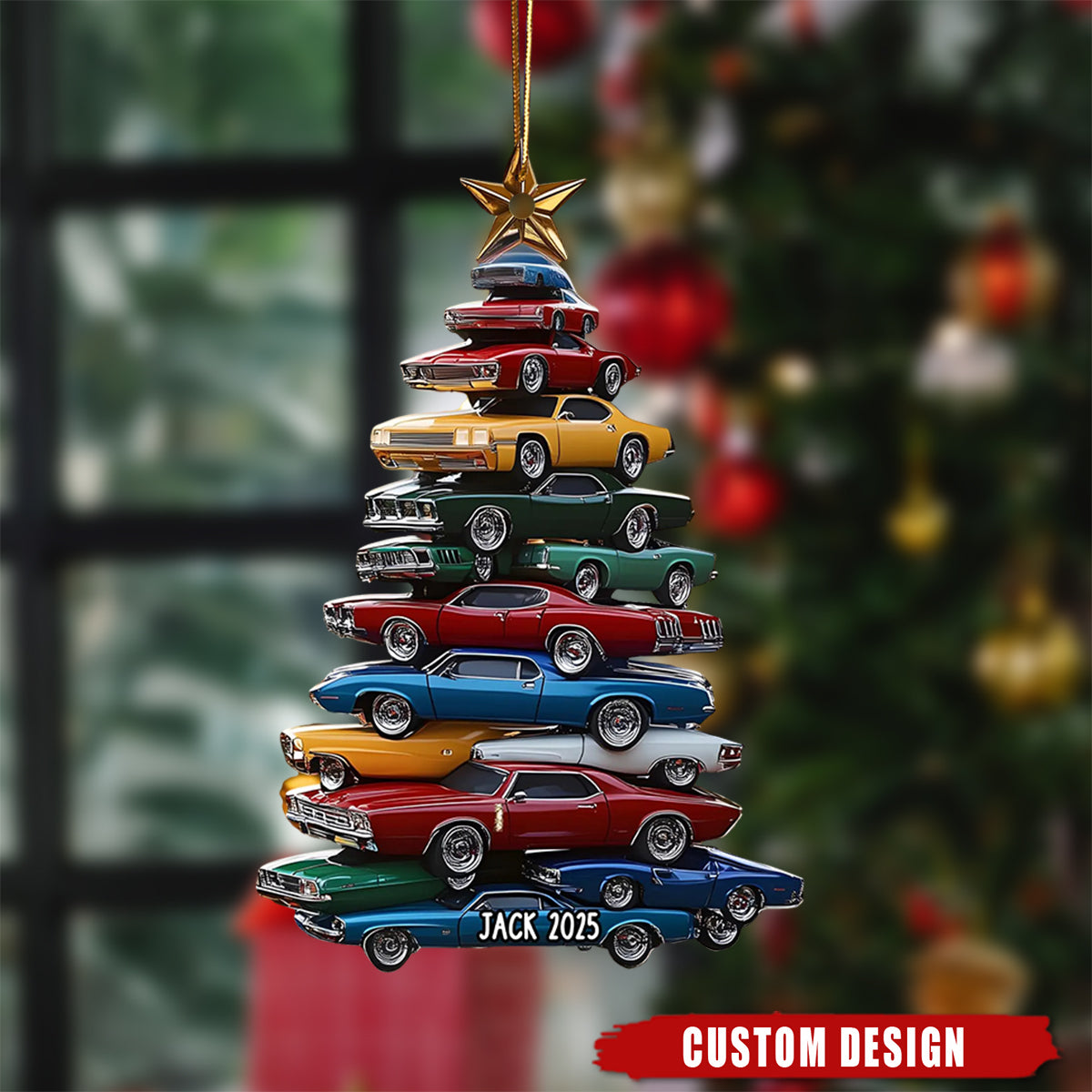 Personalized Name Car Stack Christmas Ornament - Gift For Car Lover
