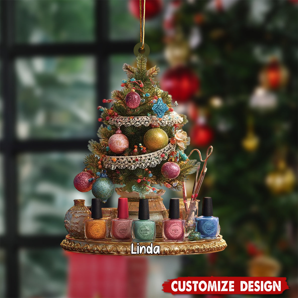 Personalized Nail Artist Christmas Ornament: Custom Name Gift