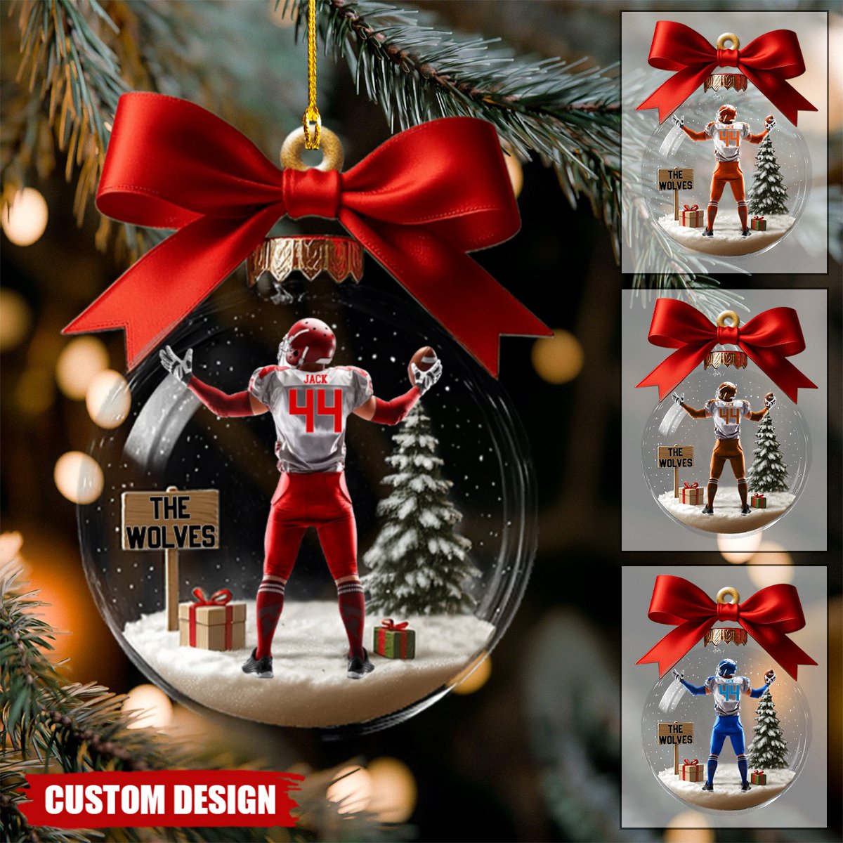 Football Team - Personalized Football Transparent Ornament