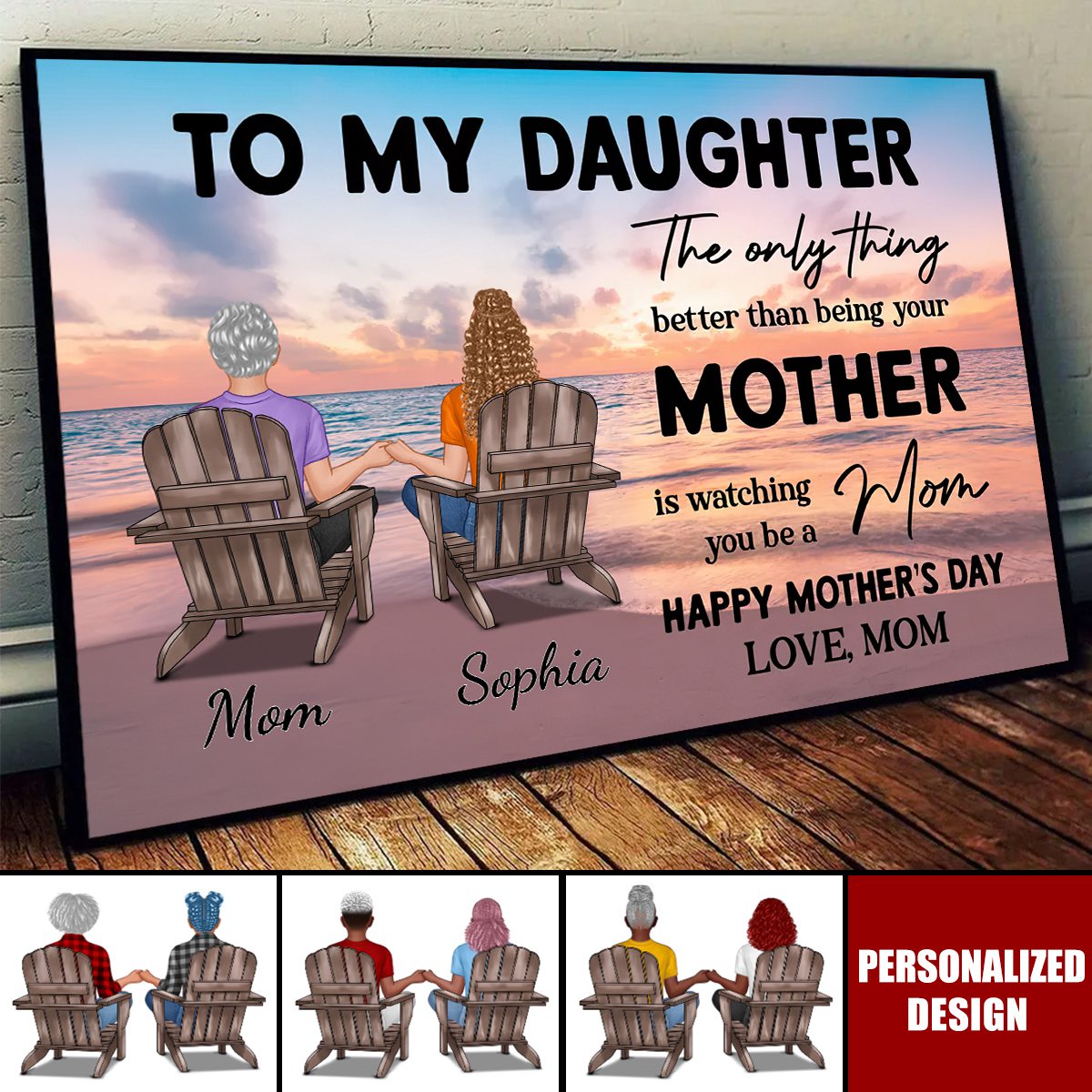 Beach Landscape To My Daughter From Mom-Personalized Poster-Mother's Day Gift