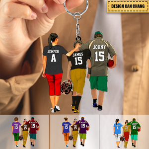 Personalized Football Keychain - Gift For Football Players - Gift For Son With Custom Name, Number, Appearance