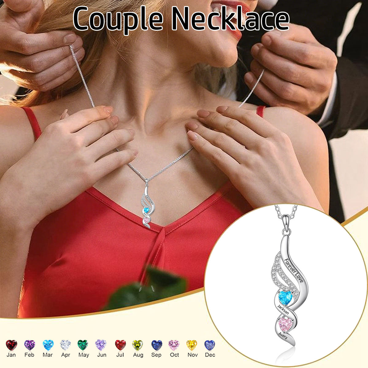 Husband & Wife-Personalized Birthstone Necklace