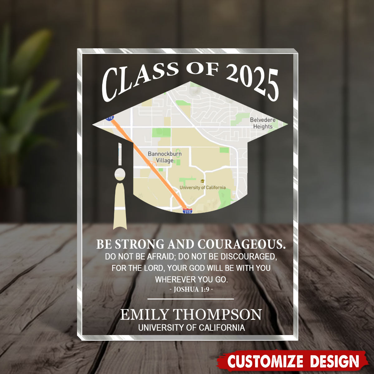 God Will Be With You Wherever You Go-Personalized Shaped Squared Acrylic Plaque