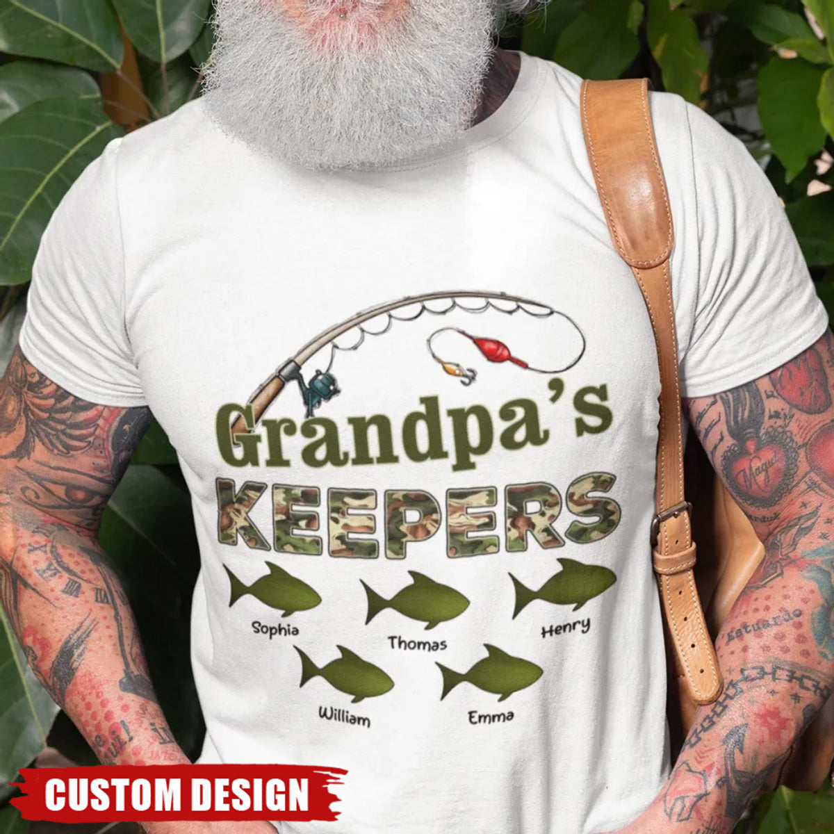 Grandpa's Keepers Camouflage Pattern Fishing Personalized Shirt, Father's Day Gift For Husband, Dad, Grandpa