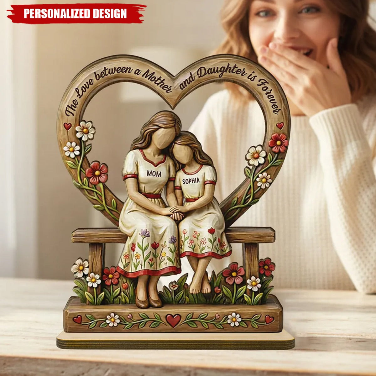 Rooted in Love Mother Daughters-Personalized Wooden Plaque-Gift For Mom