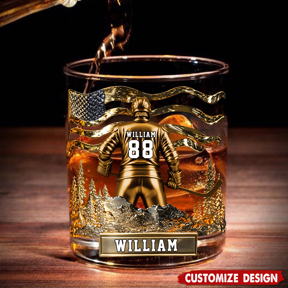 Hockey Whiskey Glass - Personalized Gifts For Hockey Lovers